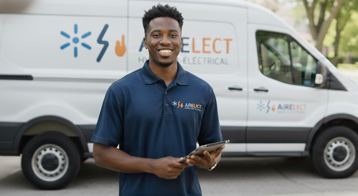 Air Elect technician with company van