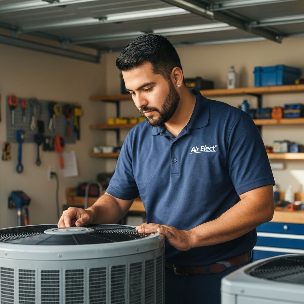 Air Elect technician servicing residential HVAC